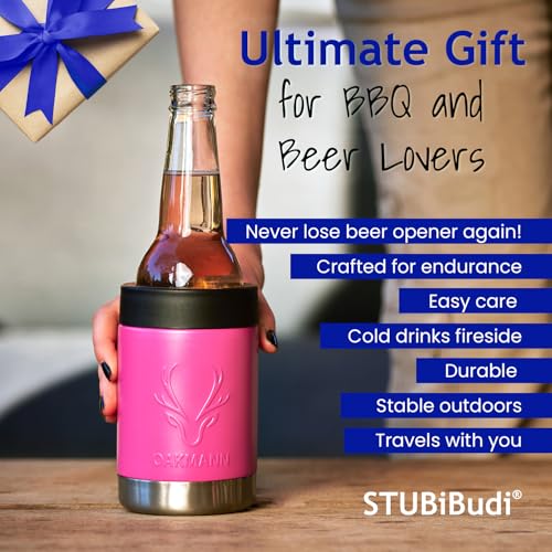 Image of Stainless Steel Beer Cooler With Bottle Opener, Vacuum Insulated Can Cooler 12 oz for Bottles Cans, 4-in-1 Universal Insulator Coozy for Bottles Cans, Beer Gifts for Birthday (White)