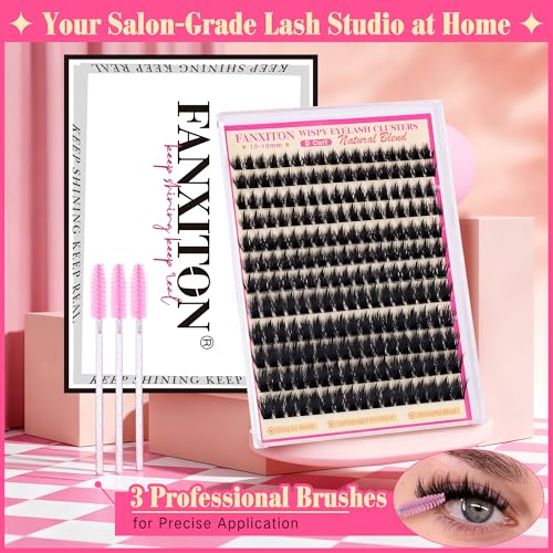 Image of Lash Clusters with Spiky Lash Clusters Kit Volume Clusters Eyelash Extension 10-18MM Thick Individual Lashes D Curl Cluster Eyelash Extensions with Lash Brush3D DIY Lash Extension at Home (No Glue)