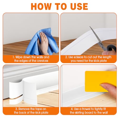 Miniatura 4 de Nzzvnz 6 Metros Rodapié Pvc Adhesivo, Rodapié Blando Autoadhesivo, 50mm 20mm X 6m, Perfil Pvc, Rodapié De Acabado, Cinta De Sellado Para Baño Y Cocina Blanco