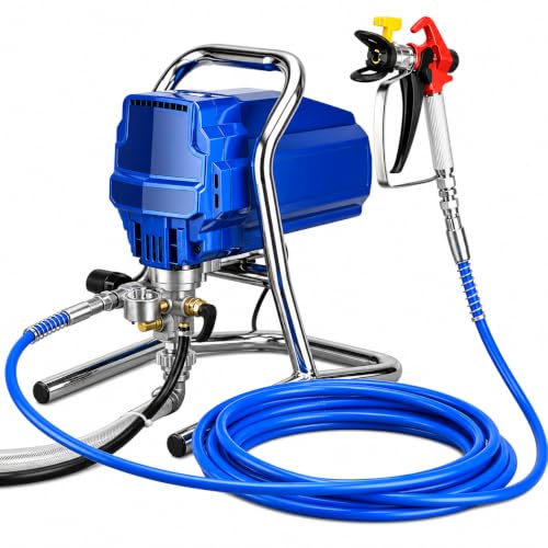 1800W Airless Paint Sprayer 3000 PSI de alta presión con manguera 5M, recubrimiento eficiente sin adelgazamiento para paredes exteriores interiores del hogar, herramienta de pintura compacta de bricol