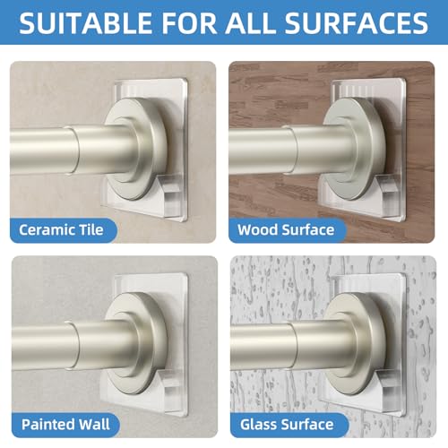 Image of CorkLatta Nickel Shower Curtain Rod,1 Inch Diameter Stainless Steel Adjustable Spring Tension Rods 32 to 80 inch,with Holders,Anti-Slip,Curtain Rods No Drilling(1 Pack)