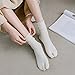 Yuyeran 3 Pairs Women Split Two Toe Socks Japanese Tabi Flip Flops Sandal Socks Ruffle Frilly Sports Casual Socks (US, Alpha, Large, Regular, Regular, Black+White+Gray)