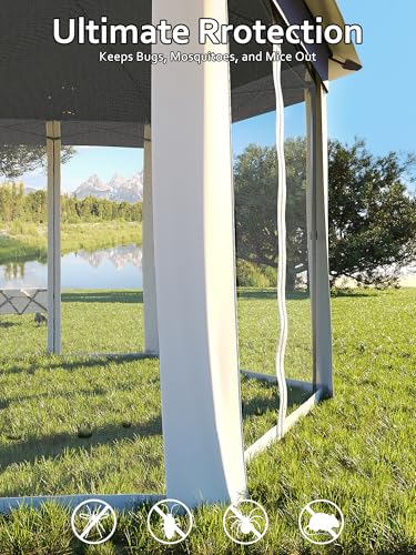 Garvee 13x13FT Pop Up Gazebo Screen Tent,Hexagonal Instant Gazebo Tent with Mosquito Netting Outdoor Canopy,6 Sided Sun Shelter with Mesh Netting,Pavilion Tents for Patio,Blue+Beige