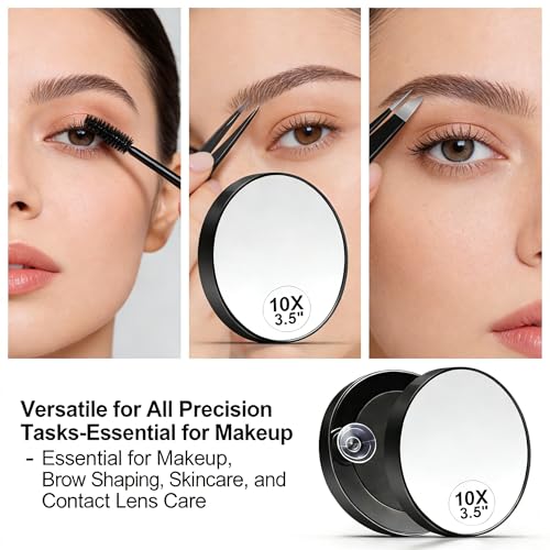 Espejo para maquillaje compacto con aumento 10X y base de succión miniatura 5