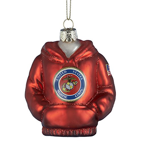 U.S. Marines Kurt Adler Glass Hoodie Ornament, 3.75-Inch