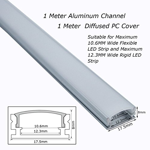 Amazon Com Litever 10 Pack Slim Aluminum Channels U Shape 1 Meter 3 3 Ft For Mounting 10mm Wide Led Strip 12mm Rigid Led Bar Led Strip Channels With Diffused Cover End Cap Mounting Clips Ll 007 F 10