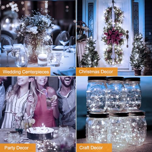 Image of btfarm 30 Pack LED Fairy Lights Battery Operated [3 Modes] Twinkle Lights, 7FT 20 LED Mini String Lights Mason Jars Silver Wire Small Christmas Wedding Party, Cold White