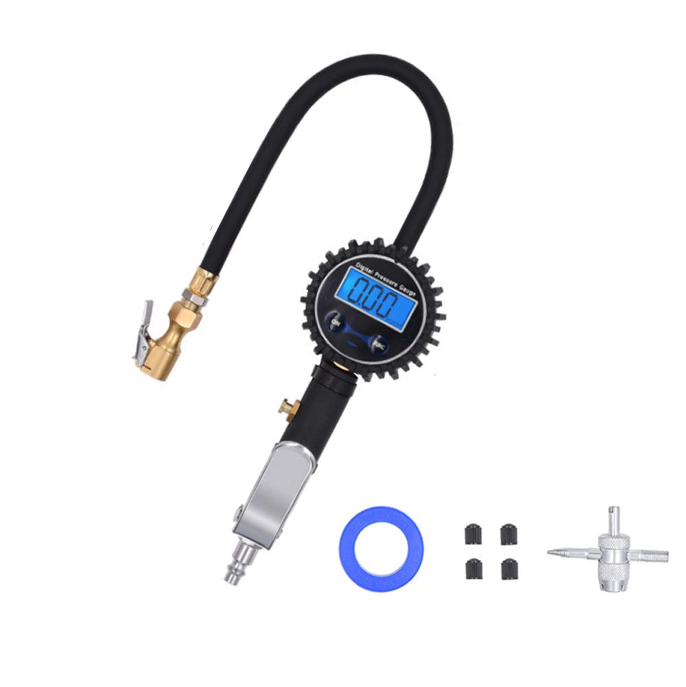 250 PSI Copper Digital Tire Inflator with Gauge Heavy Duty Rubber Hose Chuck for Air Compressor Accessories in High Resolution