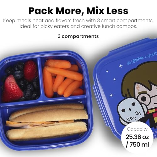 Image of Yoobi x Harry Potter Hedwig Bento Box & Ice Pack, 3-Compartment, Leakproof | 3-Compartment Design, Leakproof, BPA & PVC Free, Dishwasher & Microwave Safe, Licensed Character Design