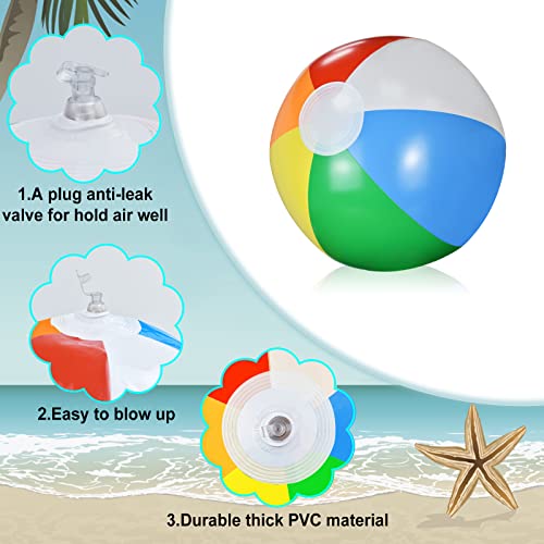 Inflatable Beach Balls [14 Pack], Beach Balls Bulks 12 Inch Swimming Pool Ball Water Beach Toys For Kids Adult Summer Beach Party Supplies, Small Beach Ball 8.6 '' To 12 '' From Blow Up To Deflated #TOP2
