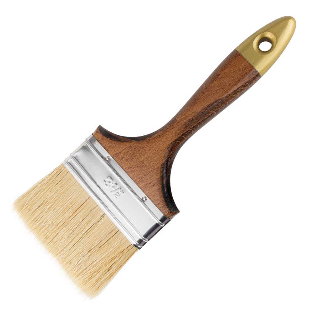 Premium Pinsel | Flachpinsel 4 Zoll / 100 mm | Lackierpinsel | Malerpinsel | Holz-Griff lakiert (10 Stück)