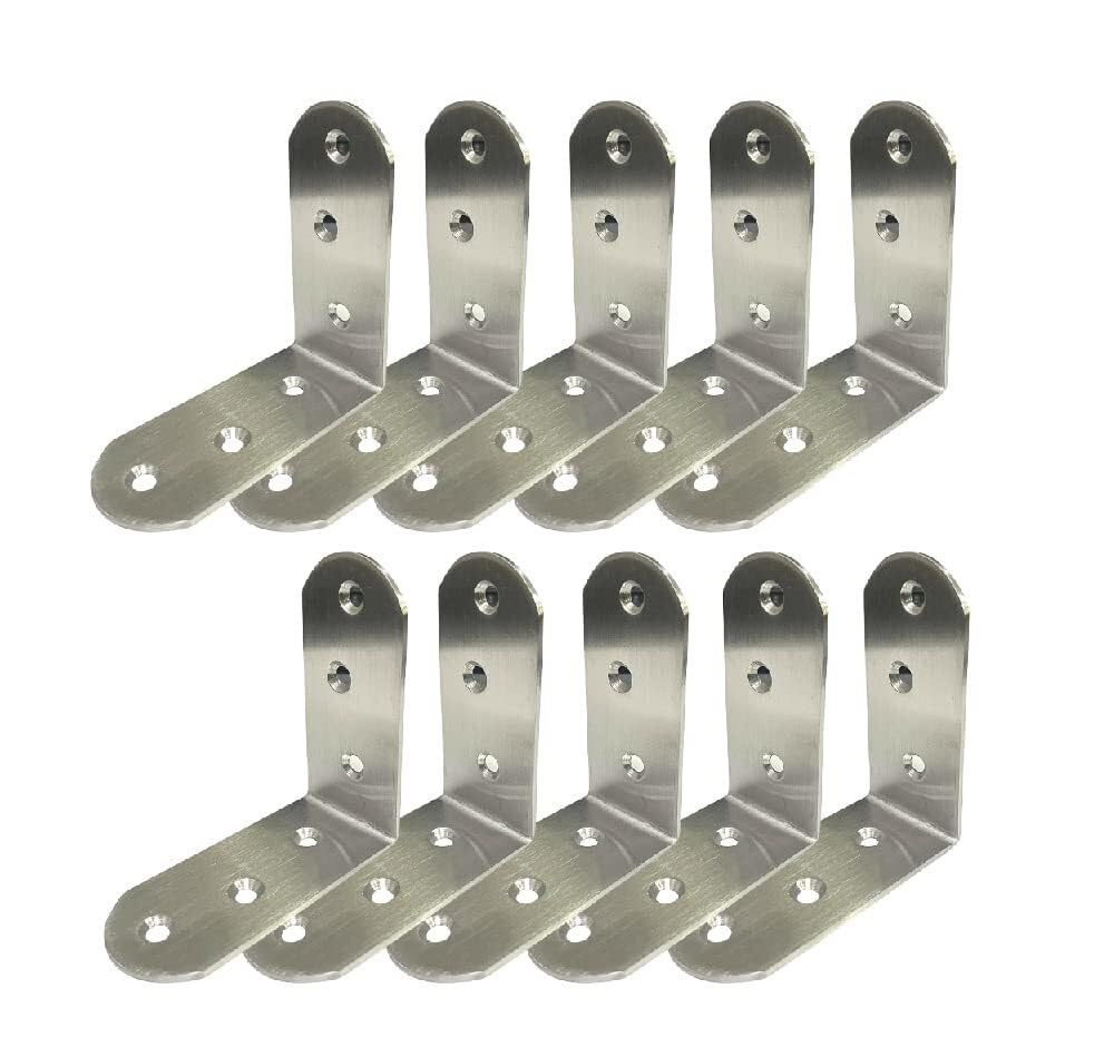 Schwere Edelstahl L-förmige Eckhalterungen - 90 Grad Wandregal Stütze, 10 Stück(3/8"*1/4"*3/8",22x22x80mm)