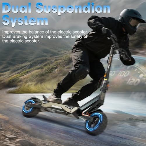 Image of Electric Scooter for Adults, 5600W /1500W /1200W /800W Motor Fast Electric Scooter, 46 /40 /35 MPH Top Speed, 27Ah /20.8Ah /15.6Ah Battery, 10 /11 inch Off Road Tire Foldable E-Scooter for Commuter Outdoor campus