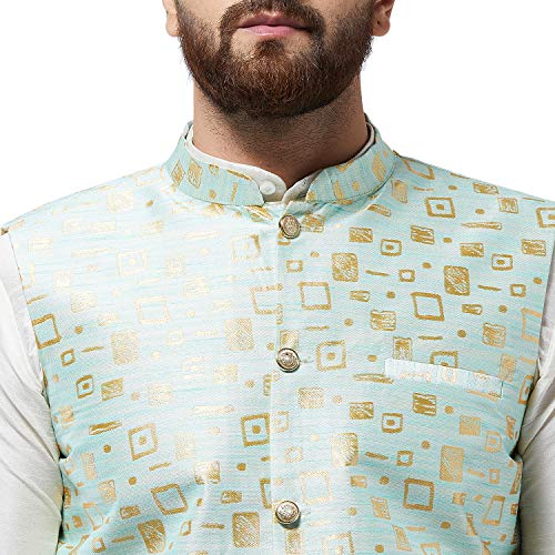 Image of SOJANYA (Since 1958, Men's Silk Blend Grey Kurta Pyjama & Silk Blend Jacket Combo