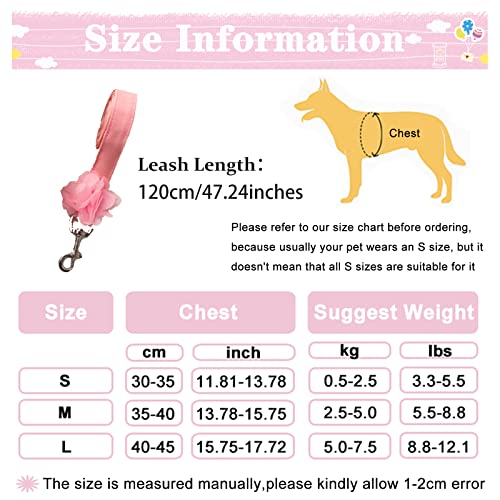 TENGZHI Puppy Dog Harness and Leash Set Pink Lace Floral Dog Vest Harness for Small Dogs Cute Soft Mesh Escape Proof Pet… - Image 4