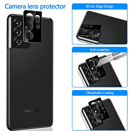 Lywhl [2+2 Pack] For Samsung Galaxy S21 Ultra Privacy Screen Protector [Support Fingerprint Id] Anti-Spy Full Adhesive Flexible Film + Camera Lens Glass Protector For Galaxy S21 Ultra 6.8” 5G 2021 #TOP4