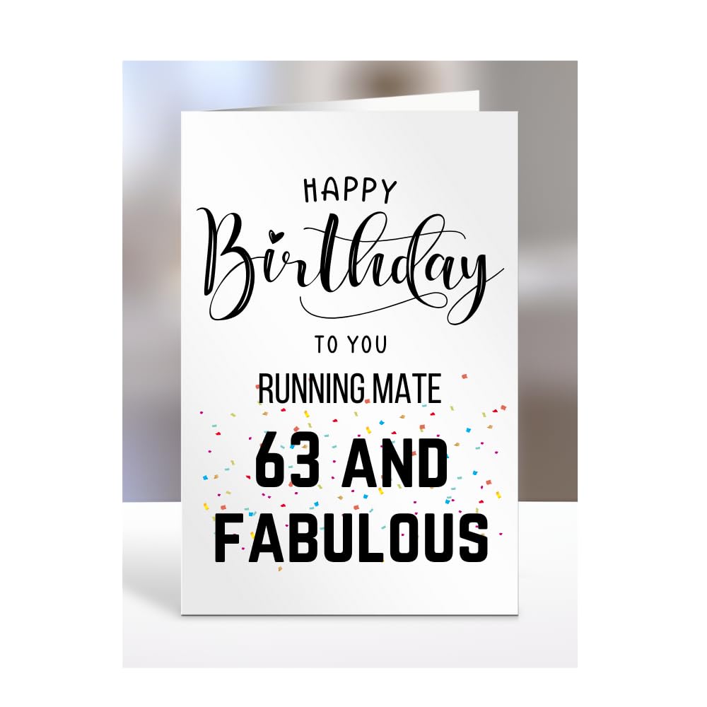 63rd Birthday Card for Running Mate, Happy Birthday, Gifts for Men or Women, Presents for Christmas, 63 and fabulous, 63 years old, Greetings Card, A5-102c_175 — image 1