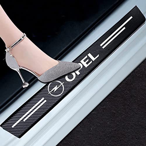 MINGCHUO 4 stuks auto instaplijsten bescherming voor, koolstofvezel auto instapbescherming stickers, auto deurdrempels bescherming met logo