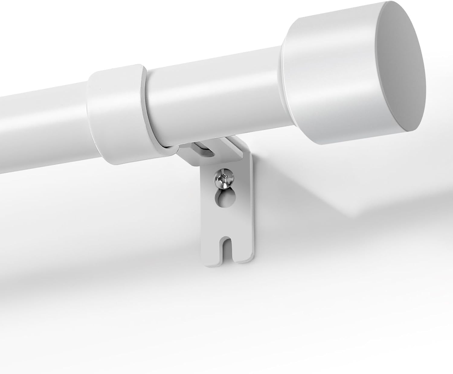 Joydeco White Curtain Rod 32-120 inch, 1" Diameter Heavy Duty Curtain Rod Adjustable Metal Rod Set for Windows, Decorative Finails for Sliding Glass Door Bedroom Living Room
