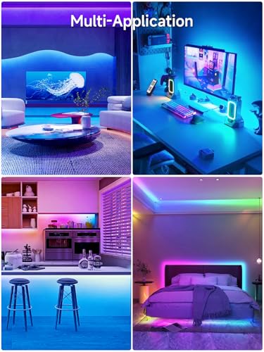 Image of KANTUTOE TV LED Lights, 13.1ft LED Lights for 43-65in TVs, RGB TV Backlight Behind with Music Sync Bluetooth APP and Remote Control Strip Light USB Powered for Bedroom Gaming Room Decor