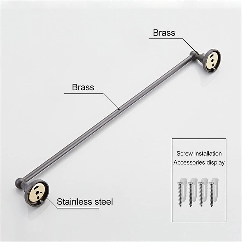 LSLYTQ Grey Brass Bathroom Hardware Set 4 Pieces, Towel Rack, Towel Ring, Toilet Paper Holder, Robe Hook