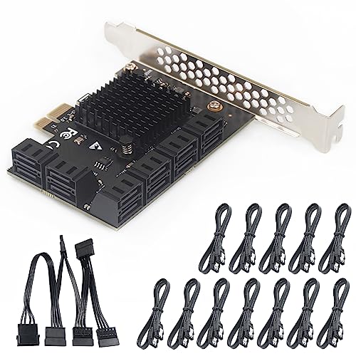 Carte SATA PCIe 12 ports contrôleur de stockage interne pour serveur Linux et Mac