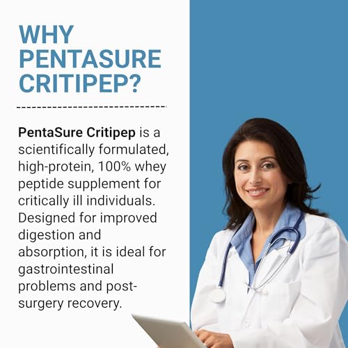 Image of PentaSure Critipep Peptide Diet Powder | Creamy Vanilla Flavor - 1Kg | 100% Whey Peptide, MCT, Fructose Based Nutritional Supplement Drink | 34 Vital Nutrients | 20g Protein per 100g