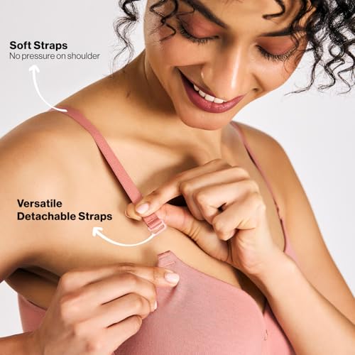 Image of NYKD NYB198 Cotton Lightly Padded Non Wired 3 /4th Coverage T-Shirt Bra Multiway Detachable Straps Invisible Under Clothes