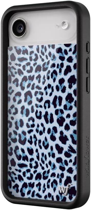 Wildflower Cases - Compatible with iPhone 17 Air | Protective Black Bumper, 6.5ft Drop Test Certified, Women Owned Small Business | Cheetah Leopard Animal Print Trendy Cute Girl Gift | Blue Meow