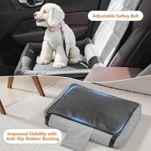 Tapizado Hundeautositze für kleine Hunde, abnehmbarer Hundesitz mit weichem Baumwollkissen, Komfort-Haustier-Reisebett, Welpenautositz mit verstellbaren sicheren Gurten, unter 11,3 kg, Schwarz