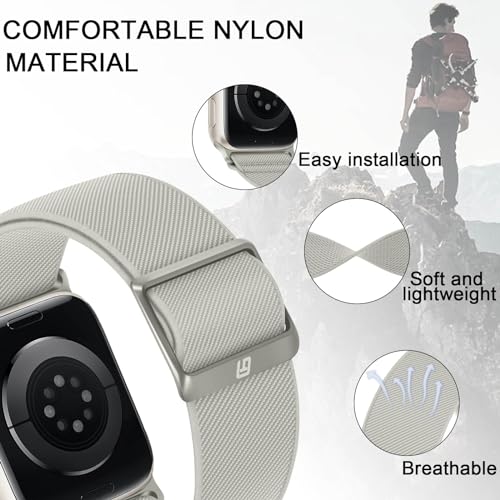 Suphart Compatible with Apple Watch Band 42mm 41mm 40mm 38mm for Men Women Stretchy Solo Loop Band Nylon Sport Band Designed for Apple Watch SE Series 10 9 8 7 6 5 4, Starlight - image 5