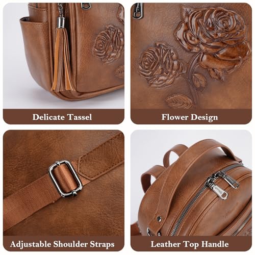 Image of Mini Backpack Purse for Women,Vegan Leather Small Backpack for Daily | Embossed Lightweight Water-Resistance Travel Mini Fashion Daypack Bag,Ladies Casual Backpack Purse Gift Choice for Women