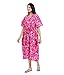 MENMAII Women's Full Open| Front Buttoned Multipurpose Kaftans for Pregnancy/Elderly/Patient/Feeding Purposes|Calf Length[Dark Pink Kantha Prints]