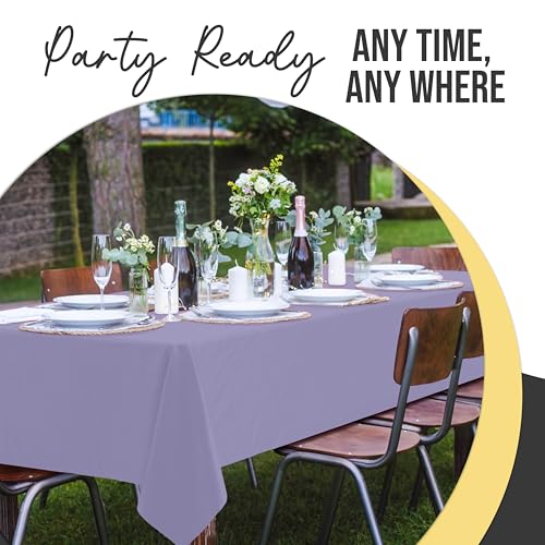 Image of Exquisite Lavender Rectangle Tablecloth 54 inchx108 inch - 48 Pack | Plastic Tablecloth, Disposable Table Covers Rectangle for Parties, Weddings, Holidays & Party Supplies
