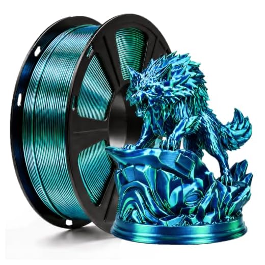 TEQStone Dual Color Silk PLA Filament 1.75mm Blue Green 1KG, Shiny High Gloss Finish, Seamless Color Transition, Neatly Wound, Accuracy +/-0.02mm Vacuum Packaging