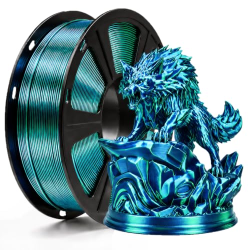 Image of Dual Color Silk PLA Filament 1.75mm Blue Green 1KG, Shiny High Gloss Finish, Seamless Color Transition, Neatly Wound, Accuracy + /-0.02mm Vacuum Packaging