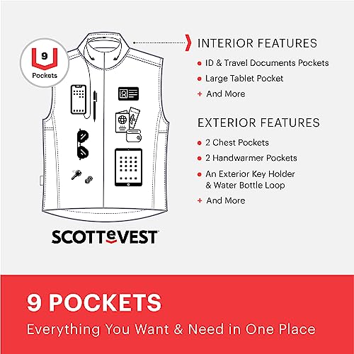 Scottevest 101 Vest For Women - 9 Hidden Pockets - Water Repellent For Travel & More (Black, M1) #TOP5