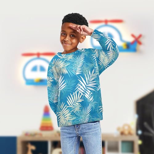 JUNZAN Palm Leaves Tropical Kids Girls Sweatshirt Hoodie Fleece Outerwear for Kids Sports 4T4