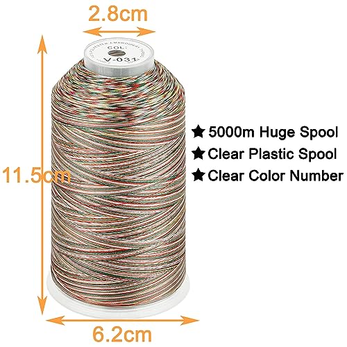 Image of New brothread - Single Huge Spool 5000M Each Polyester Embroidery Machine Thread 40WT for Commercial and Domestic Machines - Variegated Color-V-031