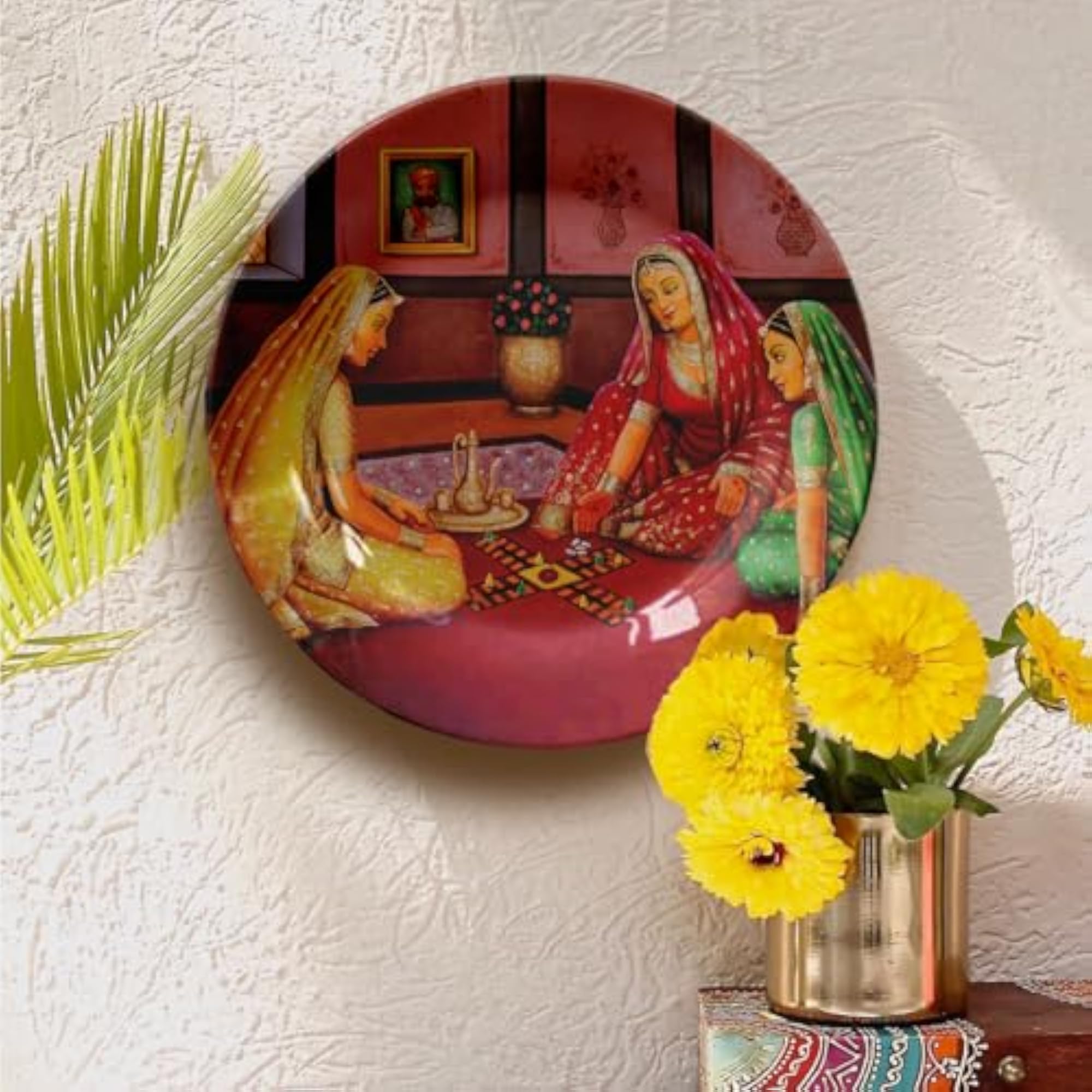 Rajasthani Art Ceramic Decorative Wall Plate, Home Decor