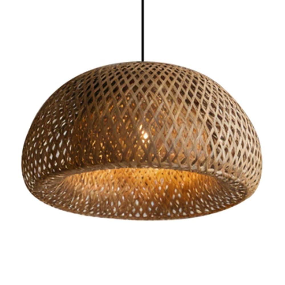 Cssykv Brown Bamboo Lantern Pendant Lamp, Japanese Wabi-Sabi Style Lighting Fixture Hanging Zen Style Teahouse E27 Chandelier Handmade Natural Wicker Bird's Nest Shade For Living Bedroom Restaurant