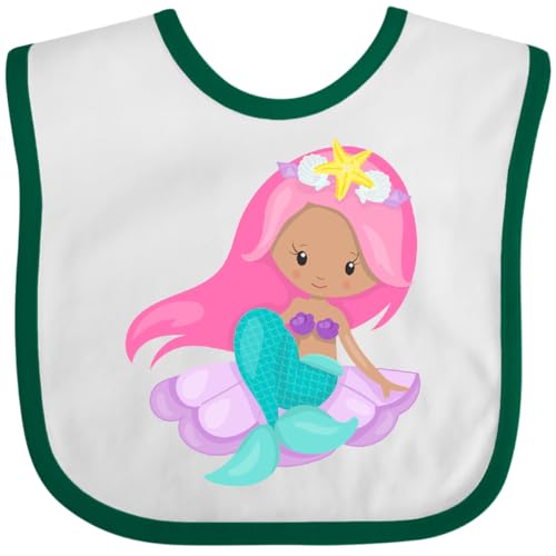 inktastic Latina Mermaid, Cute Mermaid, Pink Hair, Starfish Baby Bib