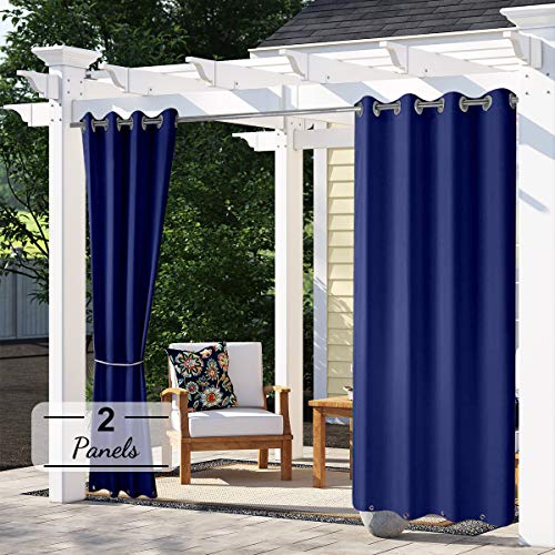 Pro Space Outdoor Curtains for Patio, Porch Privacy Drapes,Thermal Insulated Grommet Top & Bottom Curtain Panel for Balcony,Cabana,Deck,Pergola,2 Panels,50