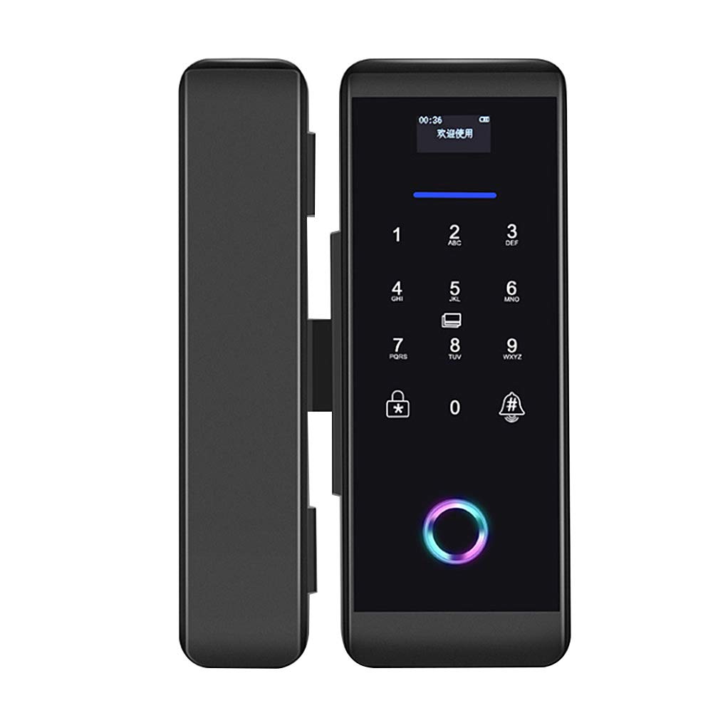 Amazon | スマートガラスドアロック-電子引き戸ロック指紋/パスワード 