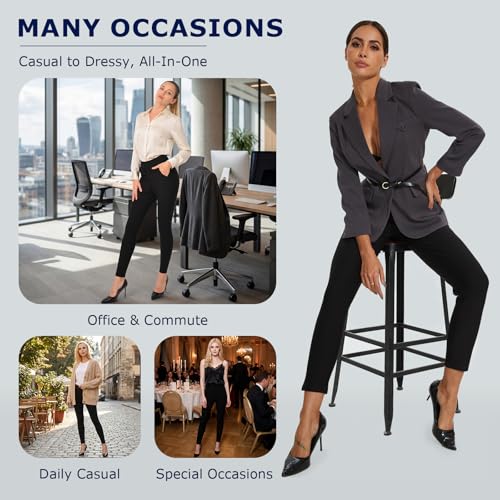 Image of Ginasy Dress Pants for Women, Pull-On Business Casual Leggings | Classic Colors; High-Rise Tummy Control; Stretch Knit Fabric; Pull-On Fit with Functional Pockets