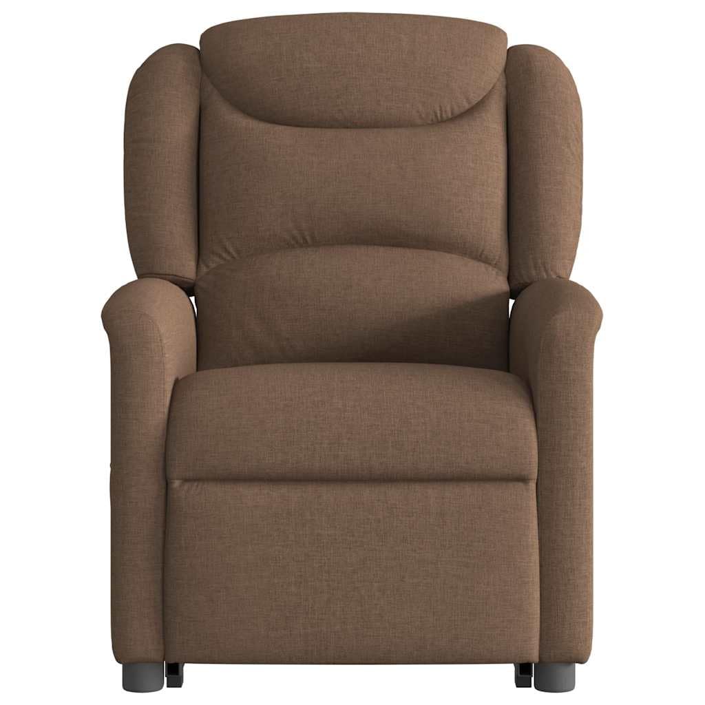 Sillón elevador de personas de masaje reclinable marrón tejido con 6 puntos de masaje, función de elevación eléctrica y reclinación manual hasta 135 grados, cómodo
