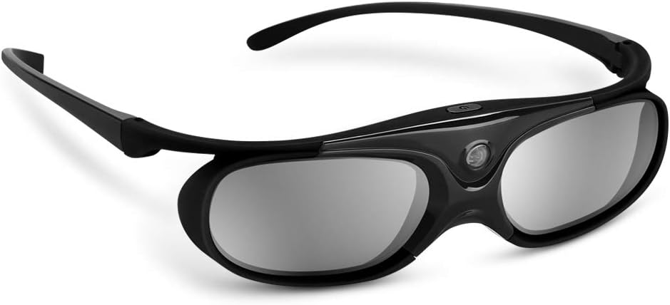 DLP 3D Glasses 144Hz Rechargeable 3D Active Shutter Glasses for All DLP-Link 3D Projectors, Can't Used for TVs, Compatible with BenQ, Optoma, Dell, Acer, Viewsonic DLP Projector (Black - 1 Pack)