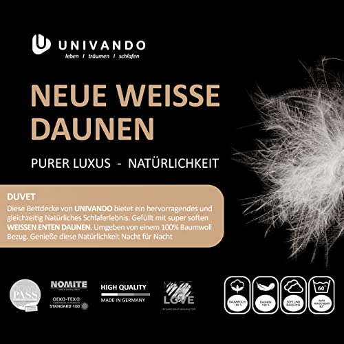Univando Neue weiße Daunen Bettdecke- Made in Germany Baumwollhülle - Daunendecke - 100% französische Daunen Downpass - Ökotex - Nomite, Wärmegrad:medium Ganzjahresdecke, Größe:135 x 200 - Image 3