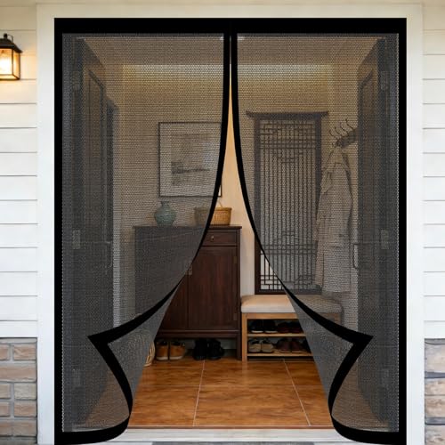 Moustiquaire porte magnétique 100x240 cm noire sans perçage