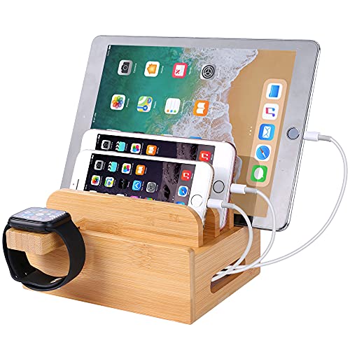 Ya en manzanajugosa.com: Organizador de escritorio de madera de bambú, estación de carga, soporte de carga, soporte de carga compatible con iPhone 16, 15, 14, 13, 12, 11 Pro Max, iPad Mini Air, Apple Watch 3, 4, 5, iWatch